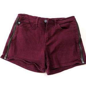 Rock & Republic Women's Kimber Moto Zip side shorts  Burgundy size 6 NWOT